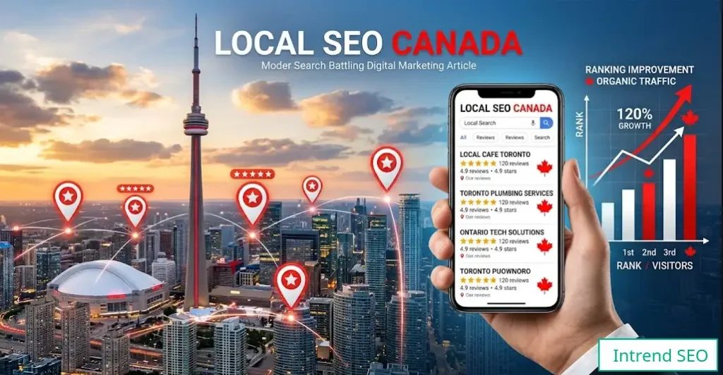 Local SEO Canada guide showing Google Maps rankings and local search optimization for Canadian businesses